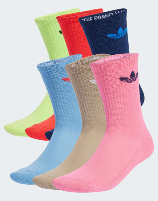 adidas Originals - Confezione da 6 paia di calzini imbottiti multicolore con trifoglio