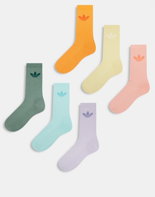 adidas Originals - Confezione da 6 paia di calzini in colori pastello con bordino