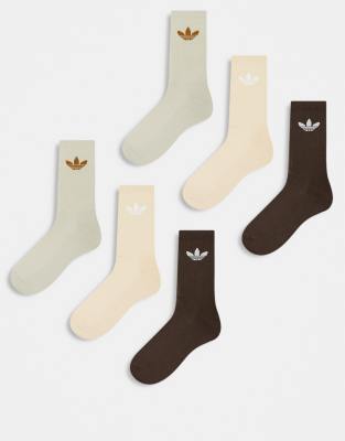 adidas Originals - Confezione da 6 paia di calzini marroni | ASOS