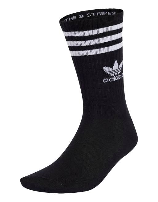 adidas Originals - Confezione da 6 paia di calzini neri con 3 righe e bordino