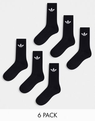 adidas Originals trefoil 6 pack socks in black - ASOS Price Checker