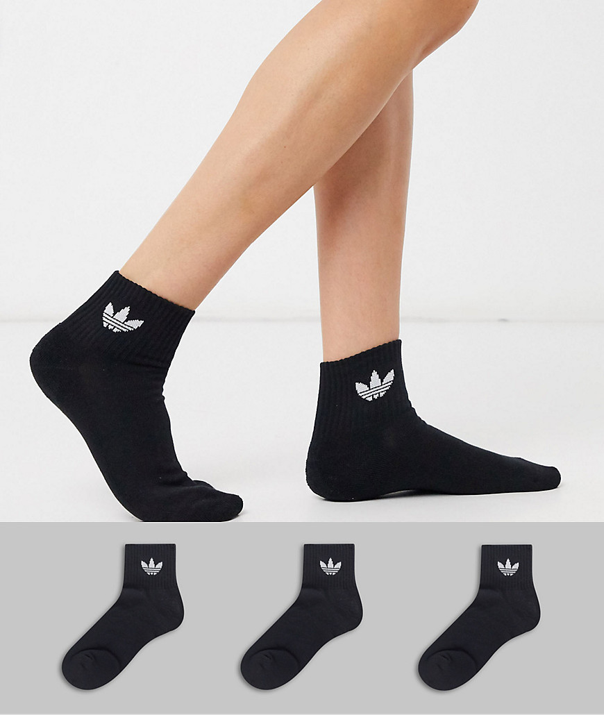adidas Originals - Confezione multipack di calzino con logo a trifoglio neri-Nero
