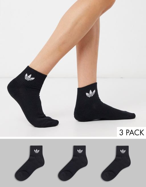adidas Originals - Confezione multipack di calzino con logo a trifoglio neri