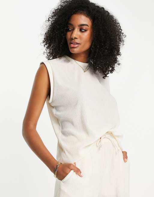 adidas Originals – Contempo – Naturvit veckad topp