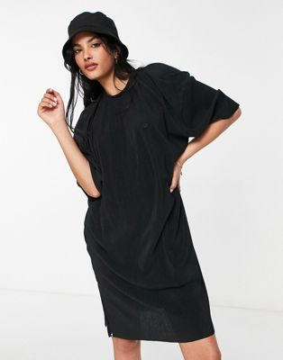 adidas Originals Contempo plisse t-shirt dress in black