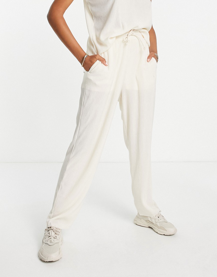 adidas Originals Contempo premium plisse trousers in off white