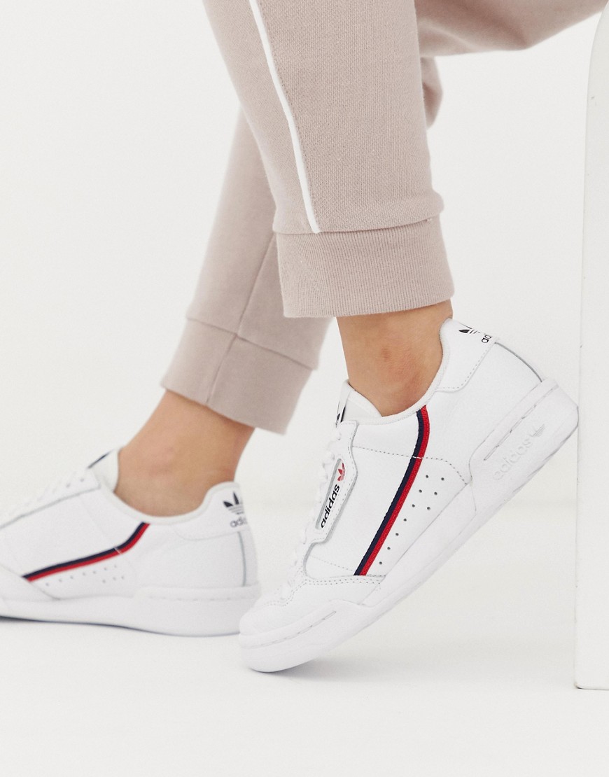 Adidas Originals Continental 80 in white and red