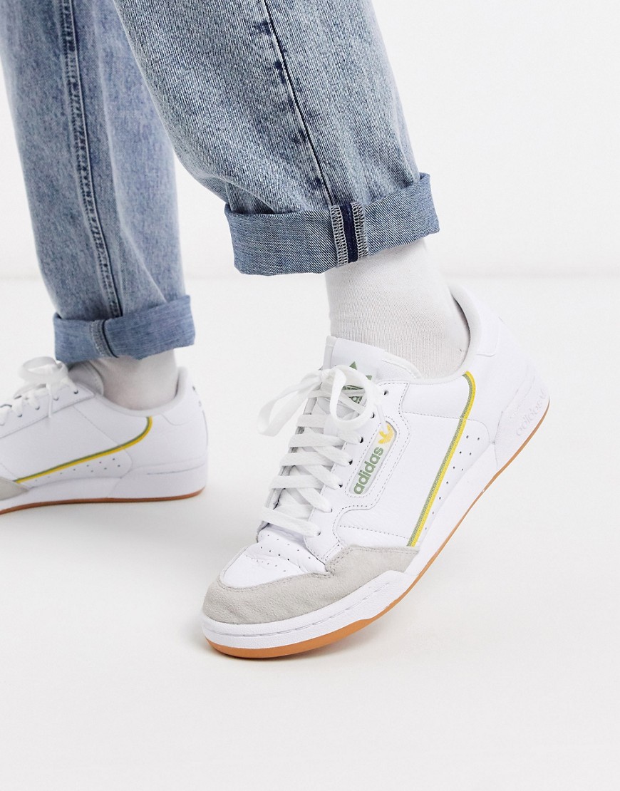 adidas Originals - Continental 80 - Sneakers bianche con decoro scamosciato-Bianco