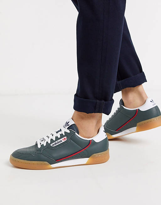 Inel dur caritate implicit  adidas Originals continental 80 sneakers in green with gum sole | ASOS