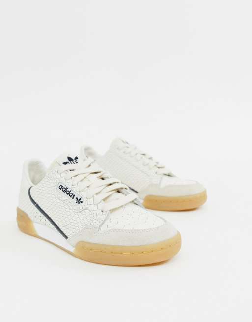 Adidas originals continental 80 sneakers cheap in white snakeskin with gum sole