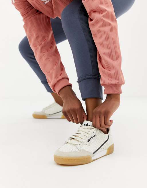 Adidas originals continental 80 sneakers cheap in white snakeskin with gum sole