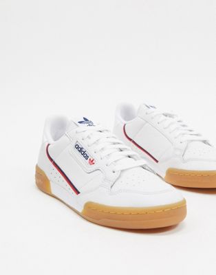 adidas originals continental 80 trainers in white snakeskin with gum sole