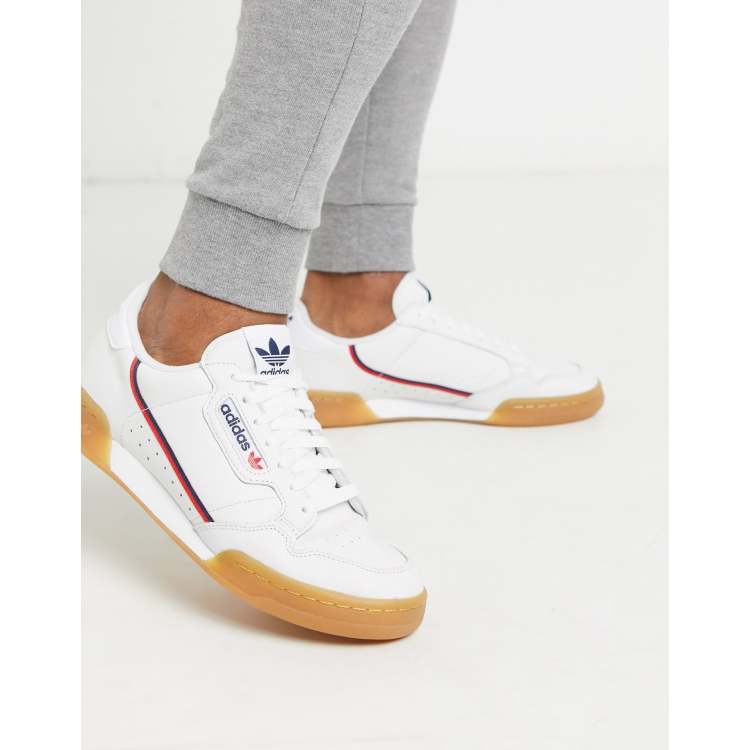 Adidas originals continental 80's trainers in off white clearance with gum sole