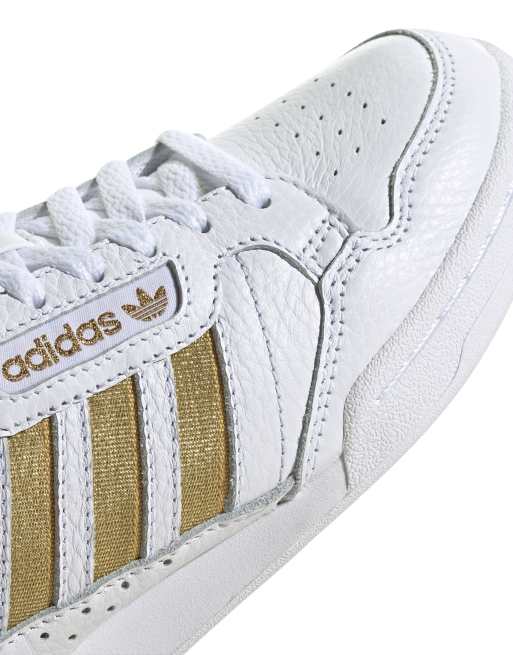 adidas Originals Continental 80 stripes trainers in white and gold | ASOS
