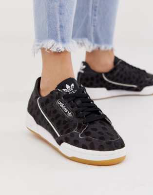 adidas originals continental 80 trainers in black and white