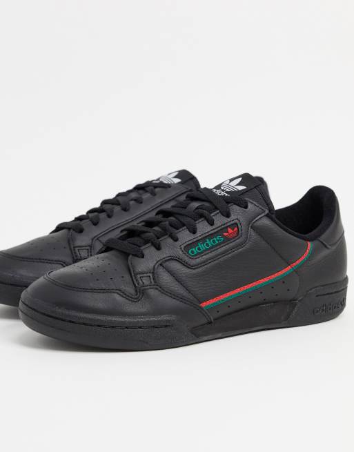 adidas Originals Continental 80 trainers in black scarlet collegiate green