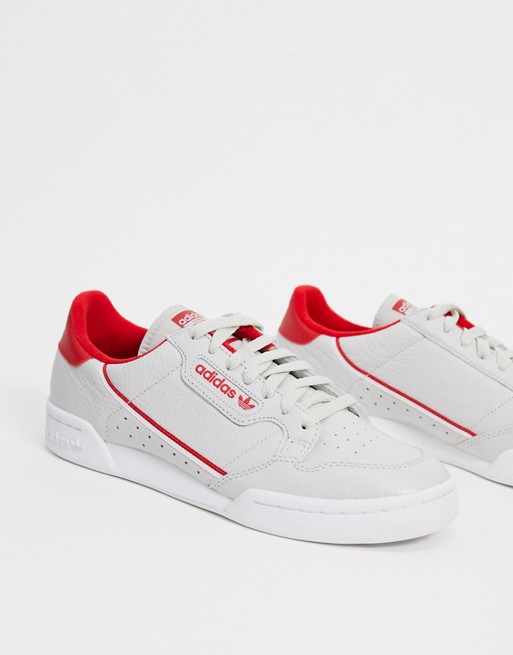 adidas Originals Continental 80 trainers in grey scarlet & white