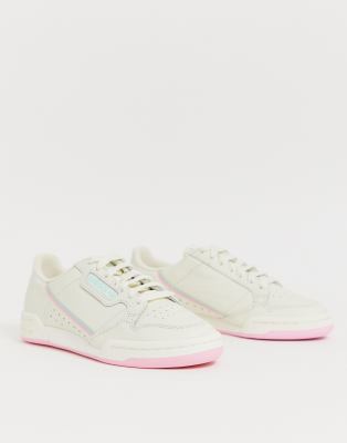 adidas originals continental 80's trainers in off white with gum sole