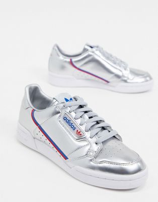 adidas white & silver continental 80 trainers