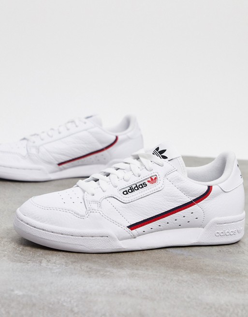adidas Originals Continental 80 trainers in white and red | ASOS