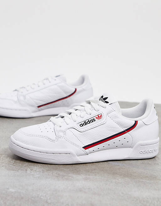 adidas Originals Continental 80 trainers in white and red