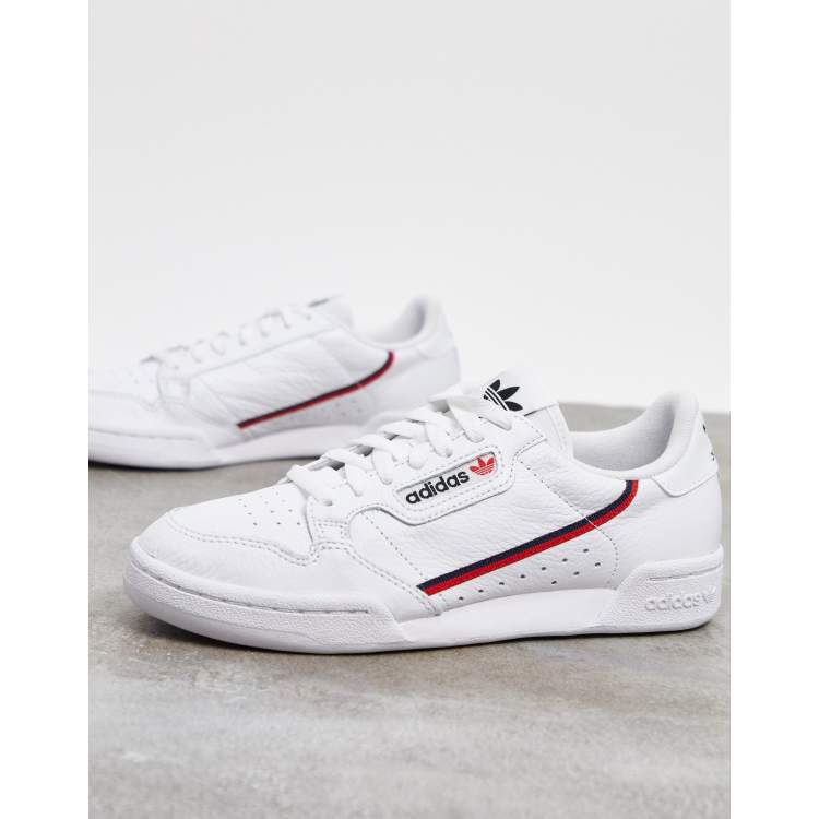 adidas Originals Continental 80 trainers in white and red