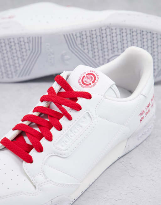 adidas Originals Continental 80 trainers in white and scarlet