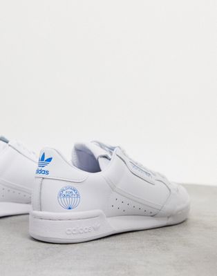 adidas originals continental 80 trainers in white & bluebird