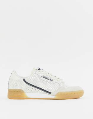 adidas originals continental 80 trainers in white snakeskin with gum sole