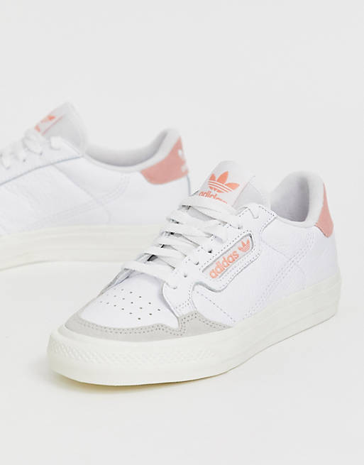 adidas Originals Continental 80 Vulc sneaker in white and pink