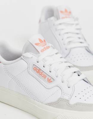 adidas originals continental 80 vulc trainer in white and pink