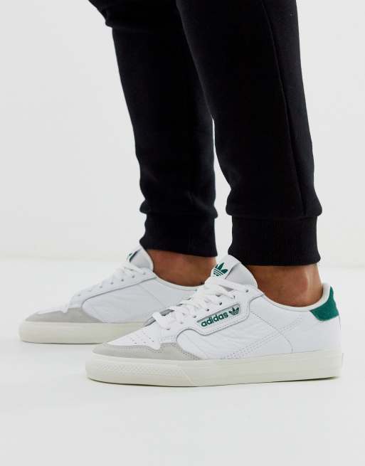 Buigen typist Minnaar adidas Originals - Continental 80 vulc - Sneakers van leer met groen lusje  | ASOS