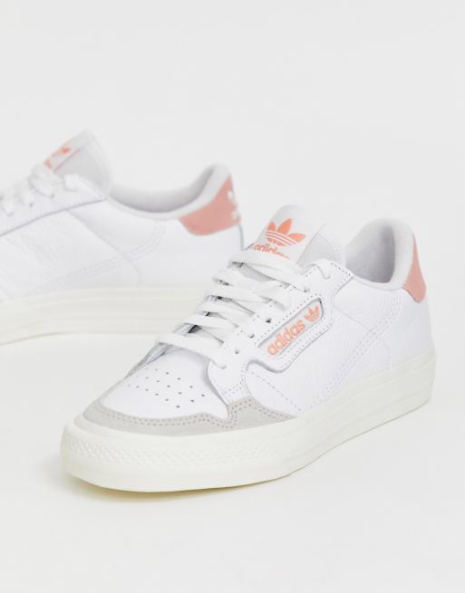 Adidas originals continental 80 vulc trainer in white sales and pink