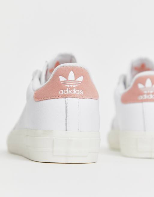 Adidas originals continental 80 vulc trainer in white sales and pink