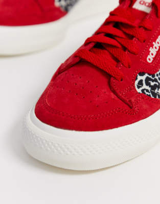 adidas originals continental vulc in red with leopard print