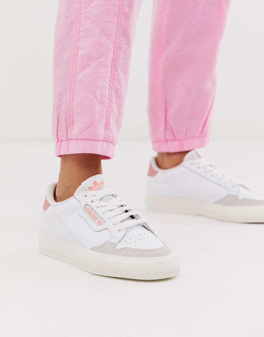adidas Originals – Continental 80 Vulc – Vita och rosa sneakers