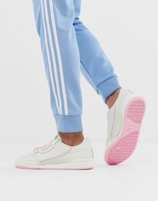 adidas originals continental 80 trainers in off white and pink