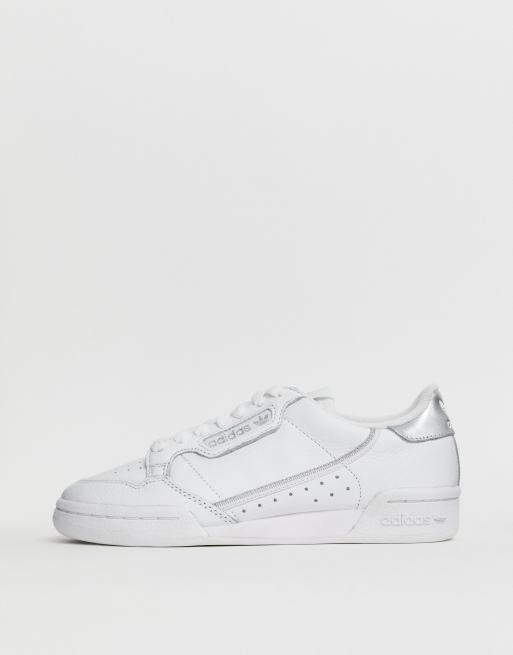 adidas Originals Continental 80 s in white and silver