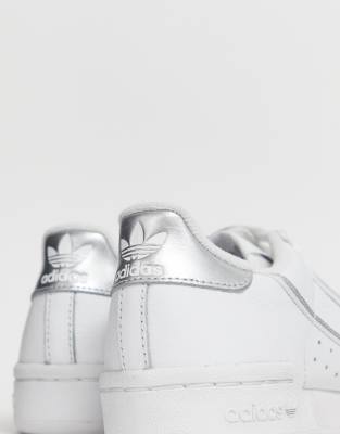 adidas originals continental 80's in white and silver