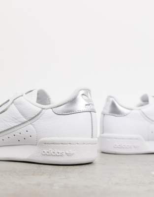 adidas originals continental 80's in white and silver