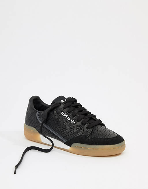 adidas Originals Continental 80's Sneakers In Black With Gum Sole ...