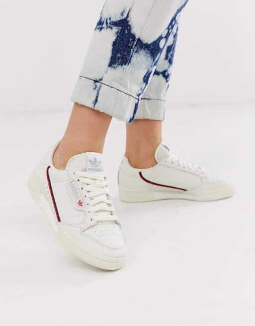 Adidas originals continental 80's sneakers in off white cheap and red