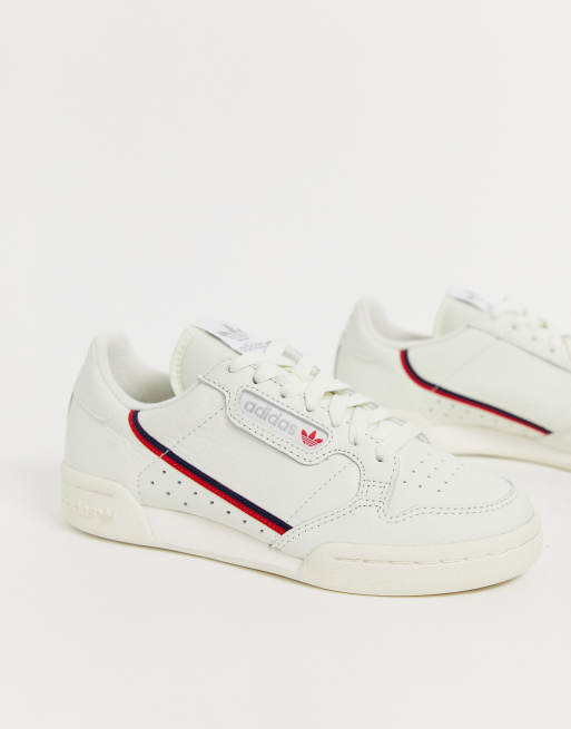 Adidas originals continental 80's sneakers hot sale in off white and red