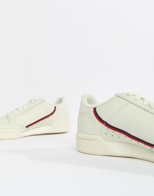 Adidas originals continental 80's trainers in off white store and red