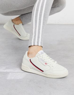 adidas originals continental 80's sneakers in off white and red