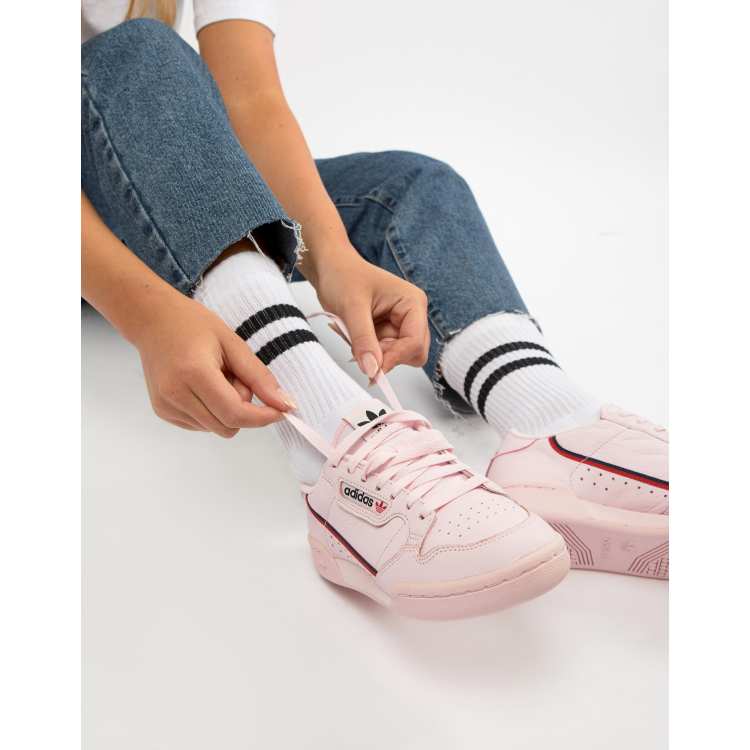 adidas pink continental 80