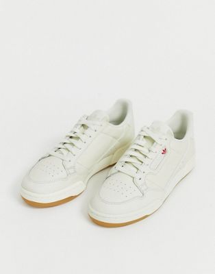 adidas originals continental 80 sneakers in white with gum sole