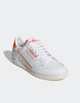 Adidas originals continental 80's trainers in off white store and red