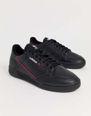 adidas originals continental 80 trainers in black and white