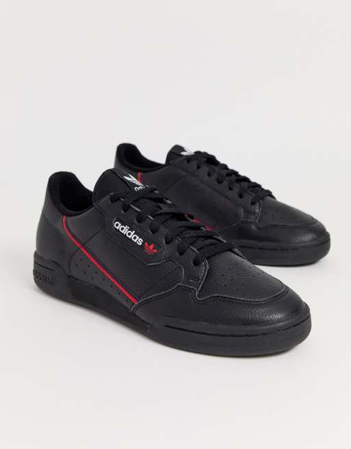 Adidas originals continental 80's trainers in black with store gum sole